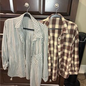 Target Plaid Button Down Shirts - Gray and Brown